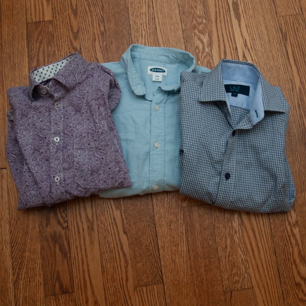 3 Boys Dress Shirts Button Down Collared Size 8